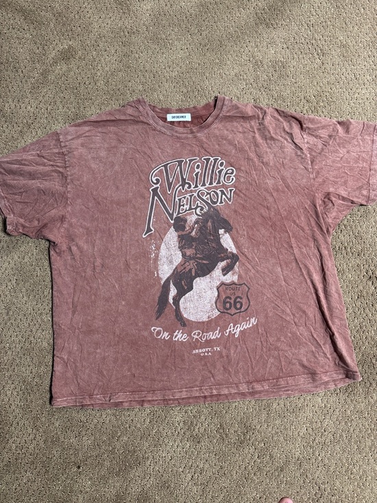 Daydreamer Tops - Free People Willie Nelson Graphic T-Shirt - Washed Brick Red